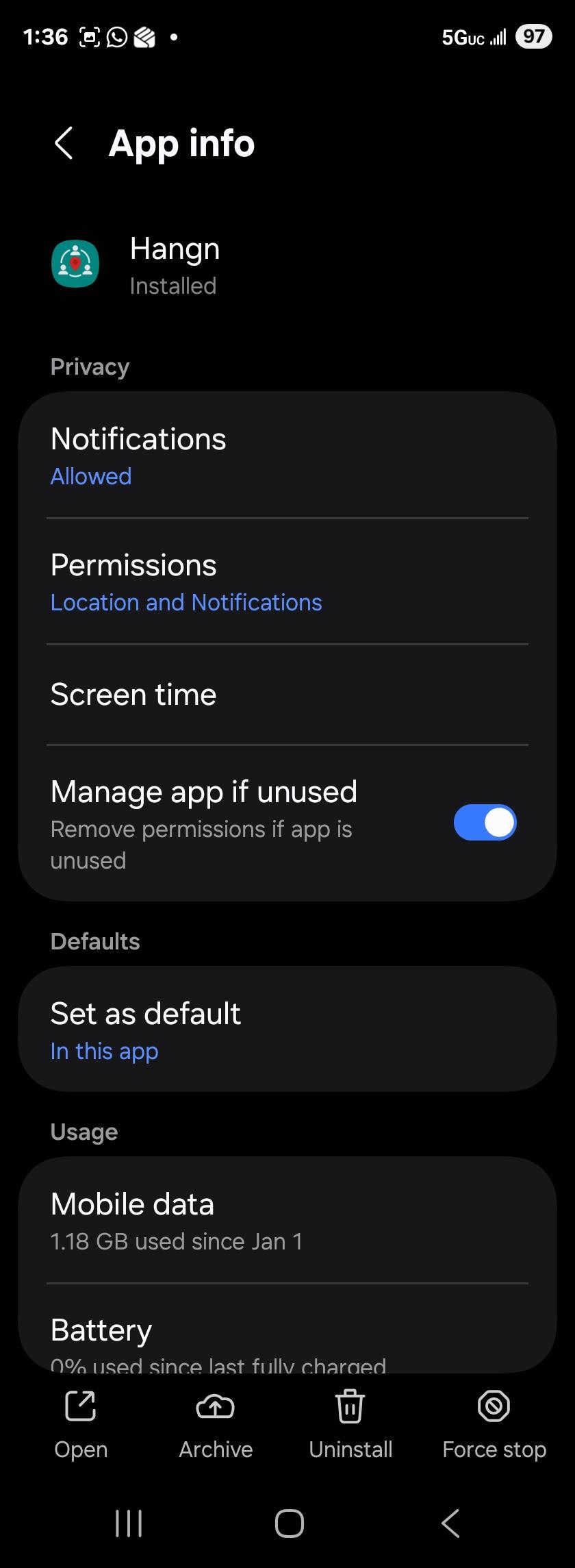 Android Settings App Info
